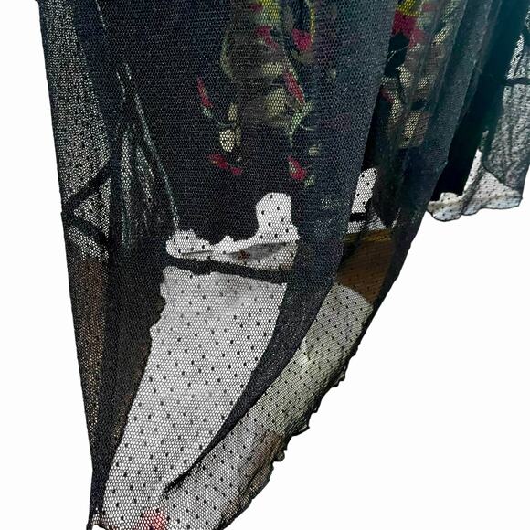 Scrapbook Black Sheer Lace Overlay Dress Crisscross Neckline Sz MED Whimsygoth - Picture 6 of 11